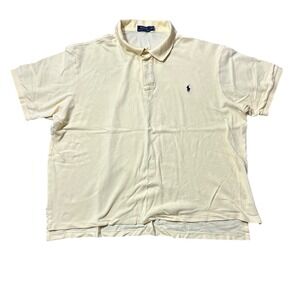 Vtg Ralph Lauren Cotton Polo Shirt Mens 4XB Yellow Navy Pony Preppy Classic Big